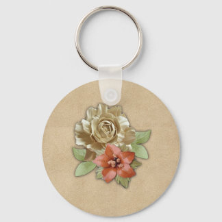 Leather flowers on Suede Key Ring