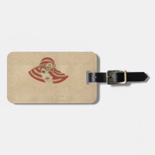 Leather flowers on Suede Luggage Tag