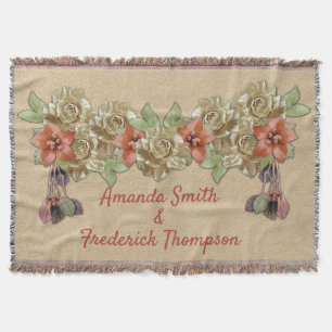 Leather flowers on Suede Throw Blanket