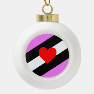 Leather Girl Pride Flag Ceramic Ball Christmas Ornament