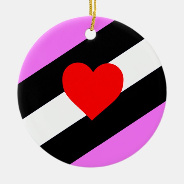 Leather Girl Pride Flag Ceramic Tree Decoration (Front)