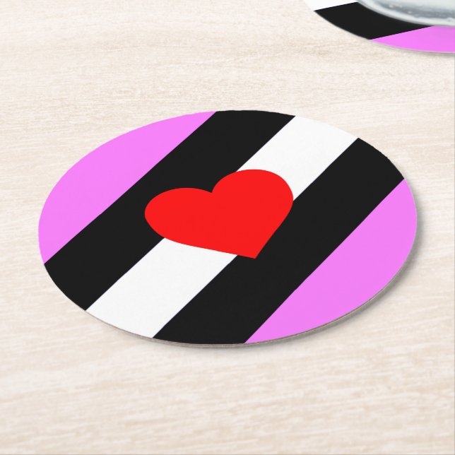 Leather Girl Pride Flag Round Paper Coaster (Angled)