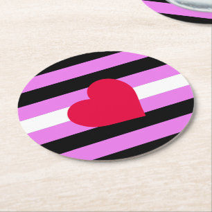 Leather Girl Pride Flag Round Paper Coaster