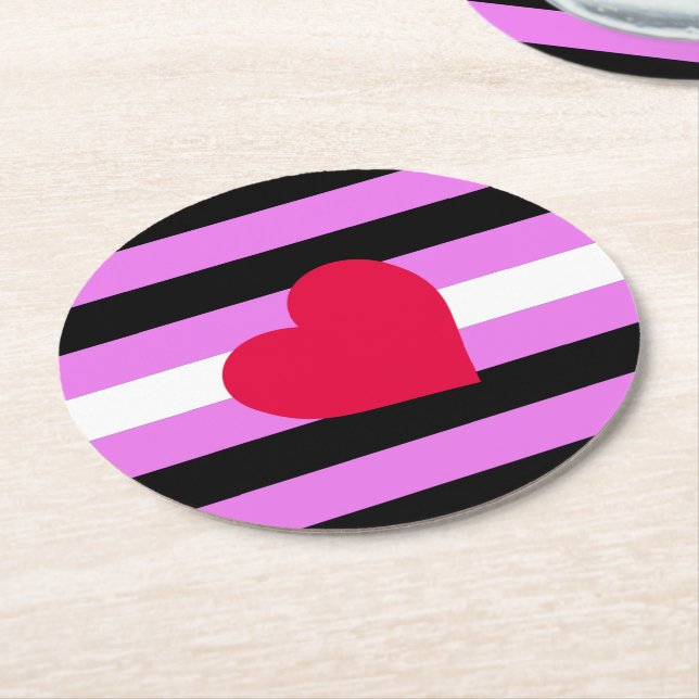 Leather Girl Pride Flag Round Paper Coaster (Angled)