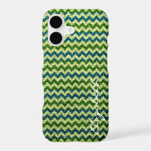 Leather Green Mint Chevron Stripes Pattern
