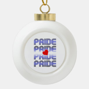 Leather Heart Retro Pattern Ceramic Ball Christmas Ornament