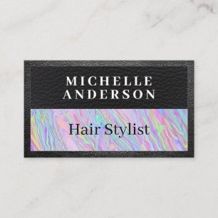 Leather   Iridescent Rainbow Liquid Appointment Card