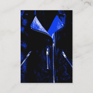 Leather Jacket Blue business card black chubby