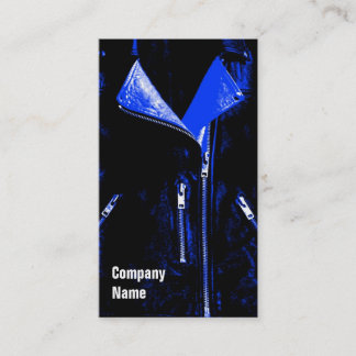 Leather Jacket Blue business card black side text