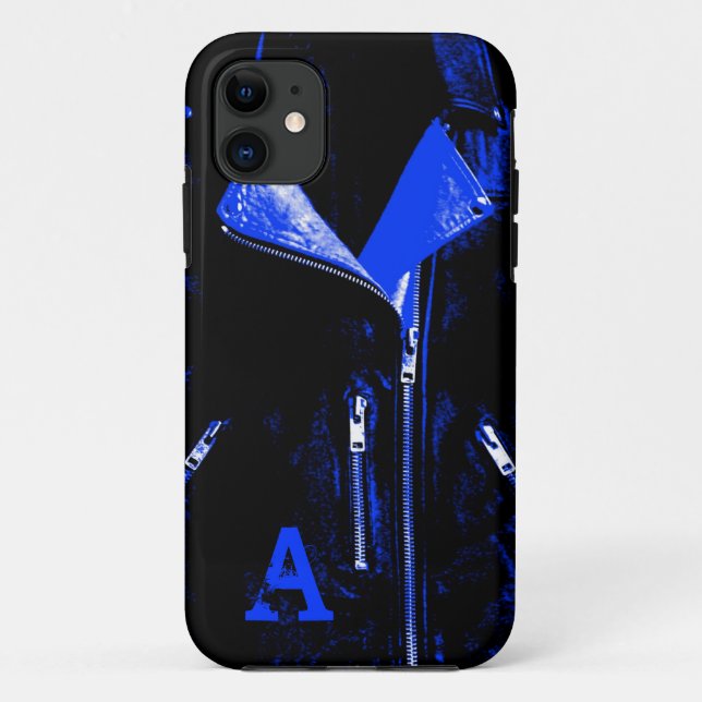 Leather Jacket Blue monogram iPhone 5 case (Back)