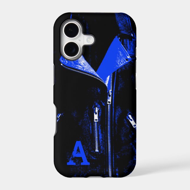 Leather Jacket Blue monogram iPhone 5 case (Back)