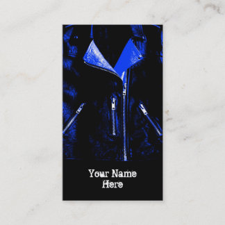 Leather Jacket Blue 'Name' business card black