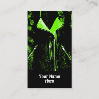 Leather Jacket Green business card black portrait