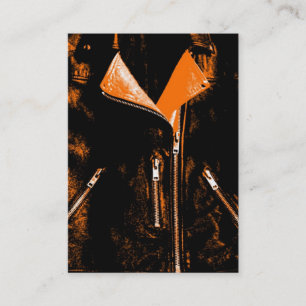 Leather Jacket Orange business card black chubby