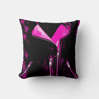 Leather Jacket Pink printed throw pillow square