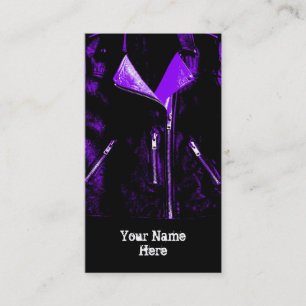 Leather Jacket Purple 'Name' business card black