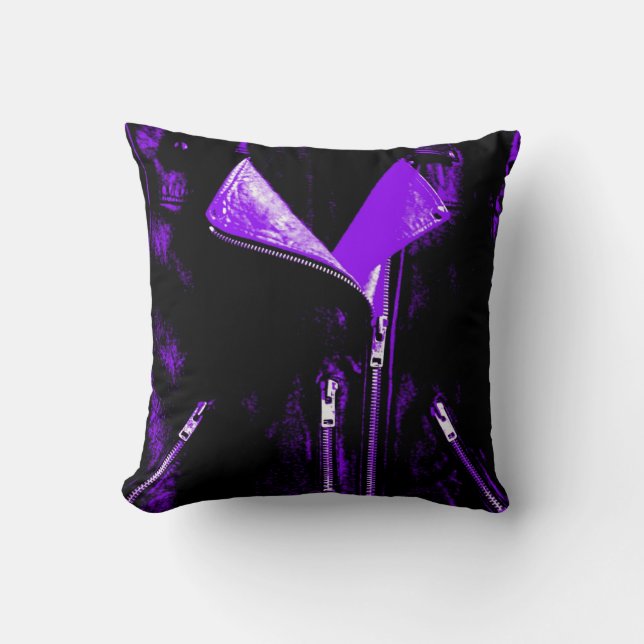 Leather Jacket Purple printed throw pillow square (Front)