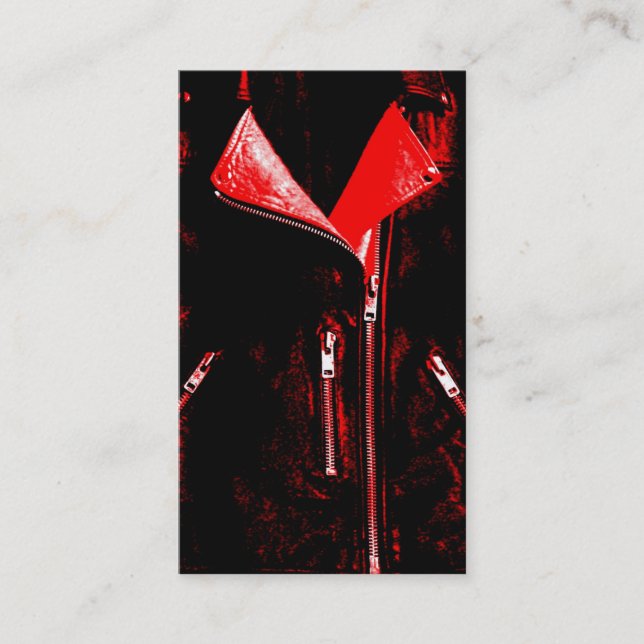 Leather Jacket Red business card black (Front)