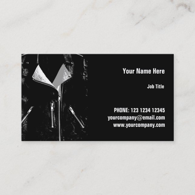 Leather Jacket White business card horizontal (Front)