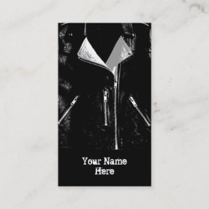 Leather Jacket White 'Name' black Business Card