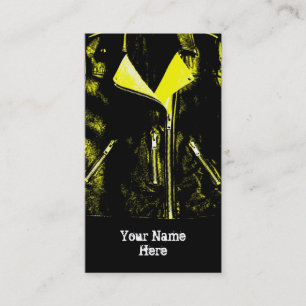 Leather Jacket Yellow business card black portrait