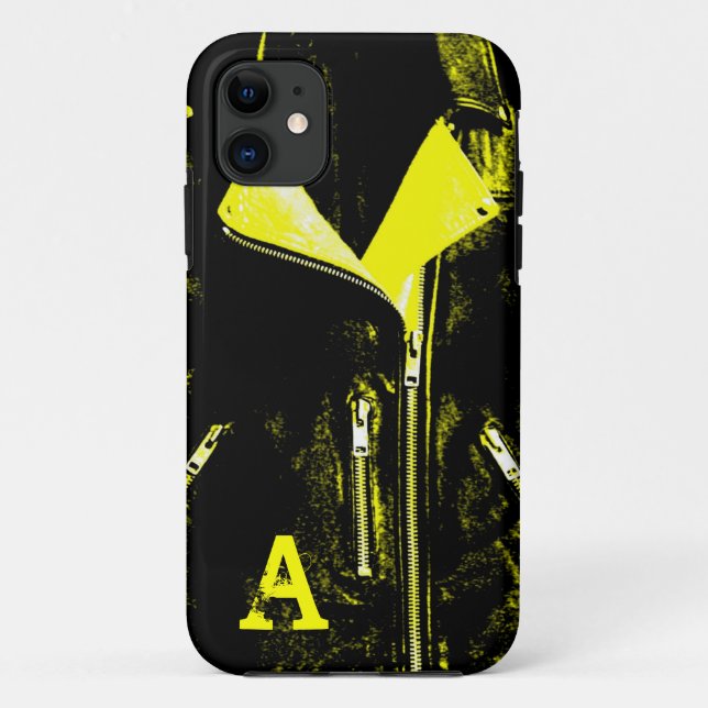 Leather Jacket Yellow monogram iPhone 5 case (Back)