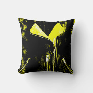 Leather Jacket Yellow printed throw pillow square