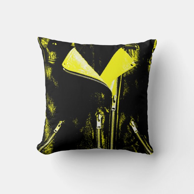 Leather Jacket Yellow printed throw pillow square (Front)