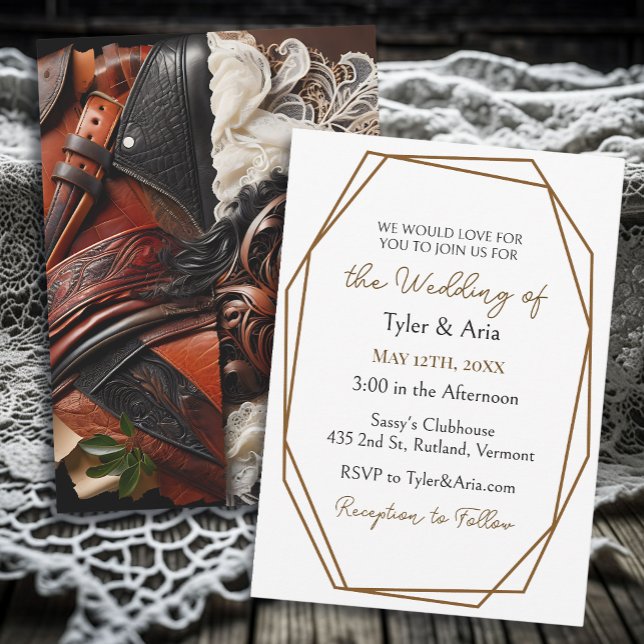 Leather, Lace, Horse Country Wedding Invitation (Creator Uploaded)