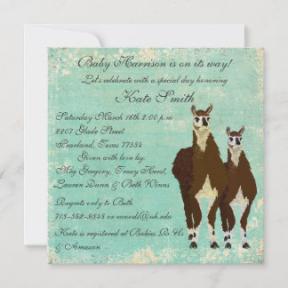 Leather Llamas Baby Invitation