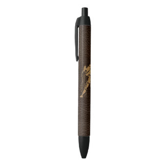 Leather-Look Aquarius Black Ink Pen