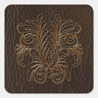 Leather-Look Bouquet 1 Dark Square Sticker