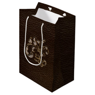 Leather-Look Bouquet 2 Dark Medium Gift Bag
