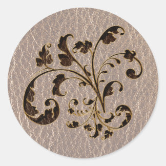 Leather-Look Bouquet 2 Soft Classic Round Sticker
