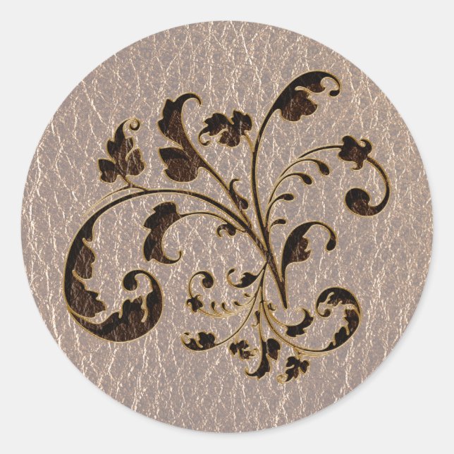 Leather-Look Bouquet 2 Soft Classic Round Sticker (Front)