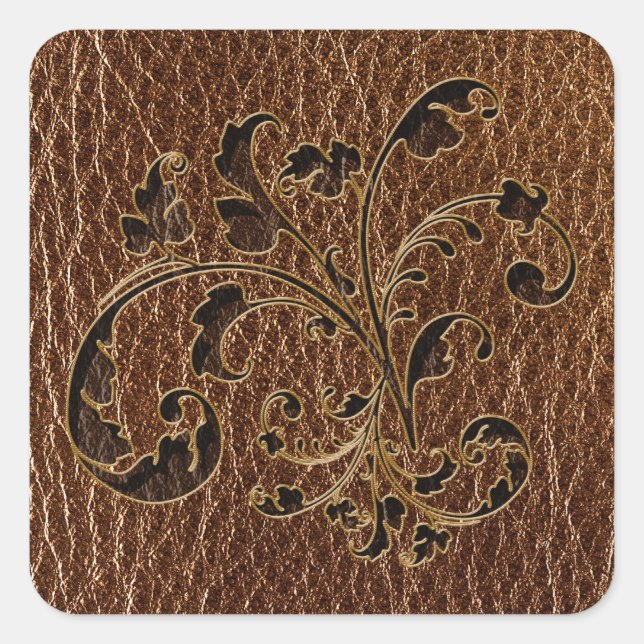 Leather-Look Bouquet 2 Square Sticker (Front)