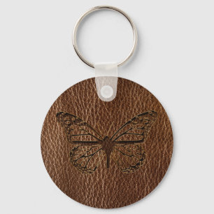 Leather-Look Butterfly Key Ring