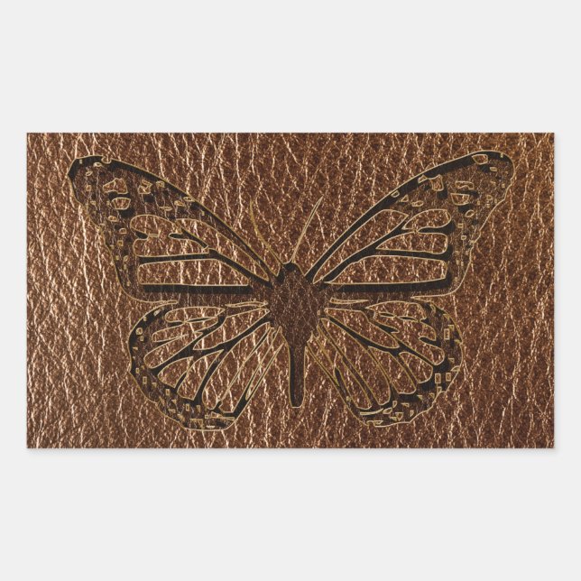 Leather-Look Butterfly Rectangular Sticker (Front)
