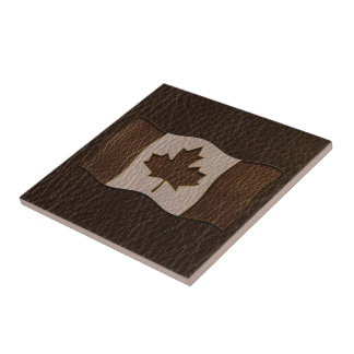 Leather-Look Canada Flag Dark Tile