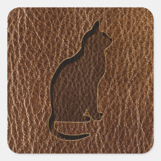 Leather-Look Cat Square Sticker