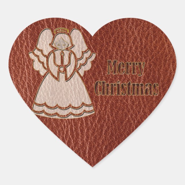 Leather-Look Christmas Angel Heart Sticker (Front)