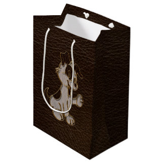 Leather-Look Dog Dark Medium Gift Bag