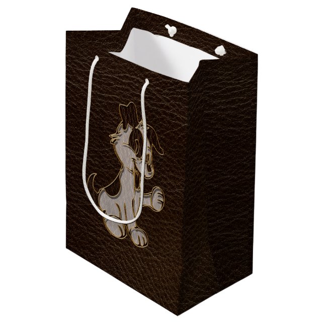 Leather-Look Dog Dark Medium Gift Bag (Front Angled)