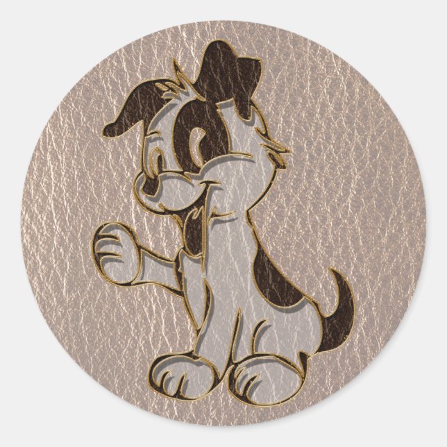 Leather-Look Dog Soft Classic Round Sticker (Front)