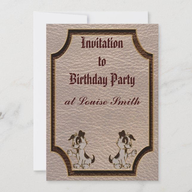Leather-Look Dog Soft Invitation (Front)