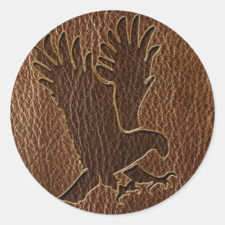 Leather-Look Eagle Classic Round Sticker