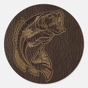Leather-Look Fish Dark Classic Round Sticker