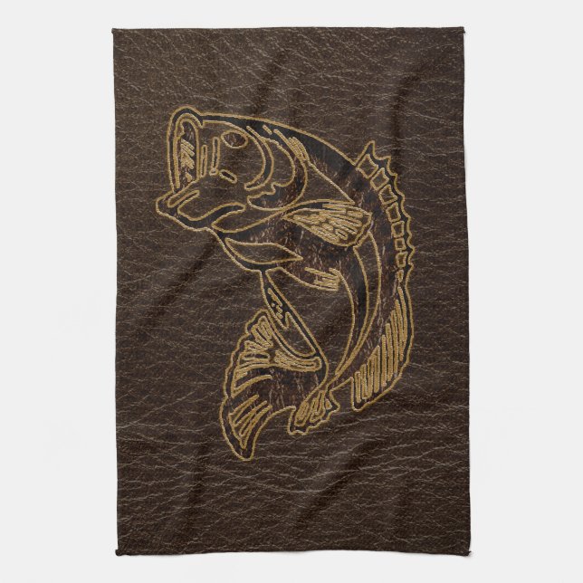 Leather-Look Fish Dark Tea Towel (Vertical)