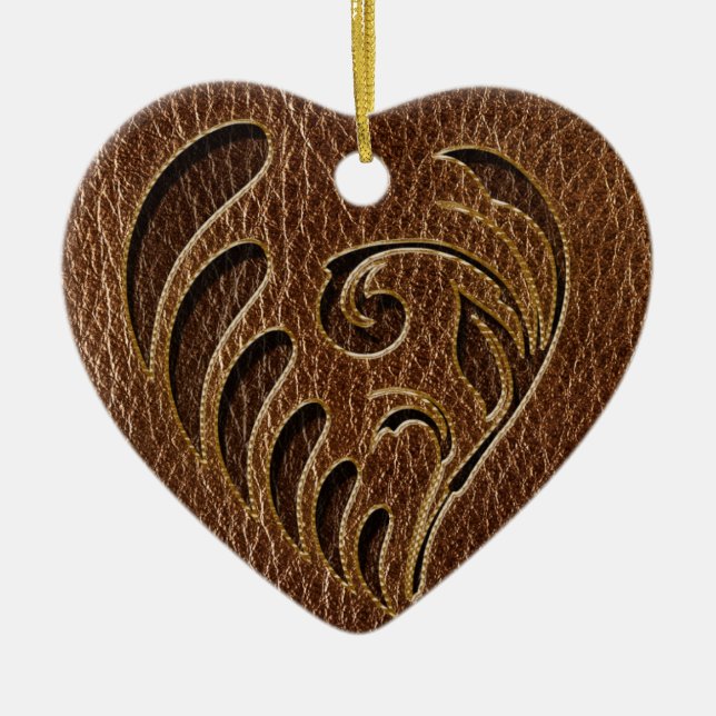 Leather-Look Flower Ceramic Tree Decoration (Front)