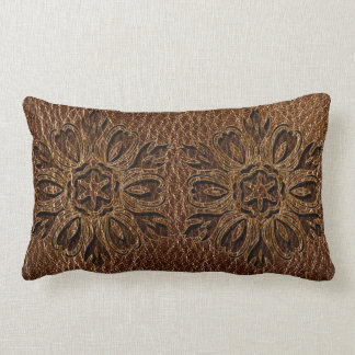 Leather-Look Flower Star Lumbar Cushion